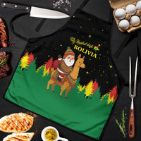 Bolivia Christmas Apron with Santa Claus Llama Andean Outfit and Festive Tree Design - Wonder Print Shop