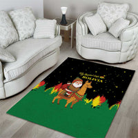 Bolivia Christmas Area Rug with Santa Claus Llama Andean Outfit and Festive Tree Design - Wonder Print Shop