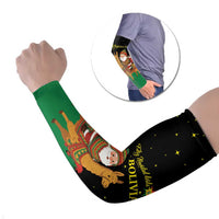 Bolivia Christmas Arm Sleeves with Santa Claus Llama Andean Outfit and Festive Tree Design - Wonder Print Shop