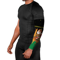 Bolivia Christmas Arm Sleeves with Santa Claus Llama Andean Outfit and Festive Tree Design - Wonder Print Shop