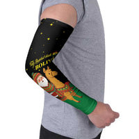 Bolivia Christmas Arm Sleeves with Santa Claus Llama Andean Outfit and Festive Tree Design - Wonder Print Shop