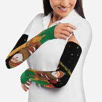 Bolivia Christmas Arm Sleeves with Santa Claus Llama Andean Outfit and Festive Tree Design - Wonder Print Shop