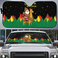 Bolivia Christmas Auto Sun Shade with Santa Claus Llama Andean Outfit and Festive Tree Design - Wonder Print Shop