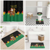 Bolivia Christmas Bathroom Set with Santa Claus Llama Andean Outfit and Festive Tree Design - Wonder Print Shop