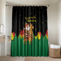 Bolivia Christmas Bathroom Set with Santa Claus Llama Andean Outfit and Festive Tree Design - Wonder Print Shop