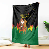 Bolivia Christmas Blanket with Santa Claus Llama Andean Outfit and Festive Tree Design - Wonder Print Shop