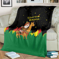 Bolivia Christmas Blanket with Santa Claus Llama Andean Outfit and Festive Tree Design - Wonder Print Shop
