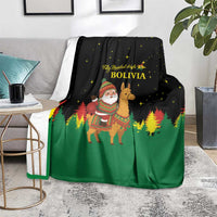 Bolivia Christmas Blanket with Santa Claus Llama Andean Outfit and Festive Tree Design - Wonder Print Shop