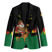 Bolivia Christmas Blazer with Santa Claus Llama Andean Outfit and Festive Tree Design - Wonder Print Shop