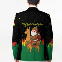 Bolivia Christmas Blazer with Santa Claus Llama Andean Outfit and Festive Tree Design - Wonder Print Shop