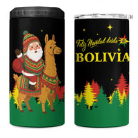 Bolivia Christmas 4 in 1 Can Cooler Tumbler with Santa Claus Llama Andean Outfit and Festive Tree Design - Wonder Print Shop