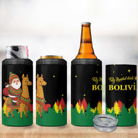 Bolivia Christmas 4 in 1 Can Cooler Tumbler with Santa Claus Llama Andean Outfit and Festive Tree Design - Wonder Print Shop