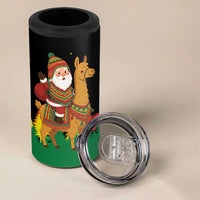 Bolivia Christmas 4 in 1 Can Cooler Tumbler with Santa Claus Llama Andean Outfit and Festive Tree Design - Wonder Print Shop