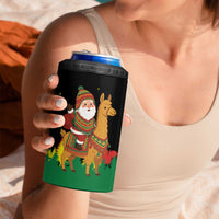 Bolivia Christmas 4 in 1 Can Cooler Tumbler with Santa Claus Llama Andean Outfit and Festive Tree Design - Wonder Print Shop