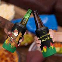 Bolivia Christmas 4 in 1 Can Cooler Tumbler with Santa Claus Llama Andean Outfit and Festive Tree Design - Wonder Print Shop