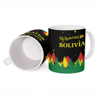 Bolivia Christmas Ceramic Mug with Santa Claus Llama Andean Outfit and Festive Tree Design - Wonder Print Shop
