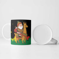 Bolivia Christmas Ceramic Mug with Santa Claus Llama Andean Outfit and Festive Tree Design - Wonder Print Shop