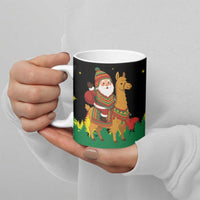 Bolivia Christmas Ceramic Mug with Santa Claus Llama Andean Outfit and Festive Tree Design - Wonder Print Shop