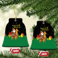 Bolivia Christmas Ceramic Ornament with Santa Claus Llama Andean Outfit and Festive Tree Design - Wonder Print Shop