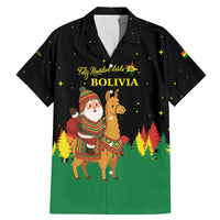 Bolivia Christmas Family Matching Mermaid Dress and Hawaiian Shirt with Santa Claus Llama Andean Outfit and Festive Tree Design - Wonder Print Shop