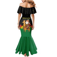 Bolivia Christmas Family Matching Mermaid Dress and Hawaiian Shirt with Santa Claus Llama Andean Outfit and Festive Tree Design - Wonder Print Shop