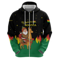 Bolivia Christmas Hoodie with Santa Claus Llama Andean Outfit and Festive Tree Design - Wonder Print Shop