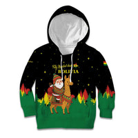 Bolivia Christmas Kid Hoodie with Santa Claus Llama Andean Outfit and Festive Tree Design - Wonder Print Shop