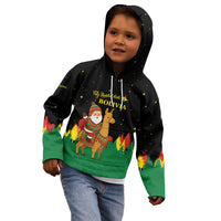 Bolivia Christmas Kid Hoodie with Santa Claus Llama Andean Outfit and Festive Tree Design - Wonder Print Shop