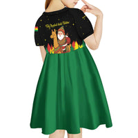 Bolivia Christmas Kid Short Sleeve Dress with Santa Claus Llama Andean Outfit and Festive Tree Design - Wonder Print Shop