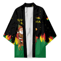 Bolivia Christmas Kimono with Santa Claus Llama Andean Outfit and Festive Tree Design - Wonder Print Shop