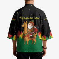 Bolivia Christmas Kimono with Santa Claus Llama Andean Outfit and Festive Tree Design - Wonder Print Shop