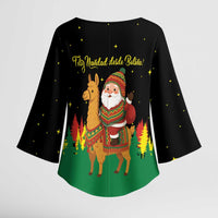 Bolivia Christmas Kimono Sleeve Blouse with Santa Claus Llama Andean Outfit and Festive Tree Design - Wonder Print Shop