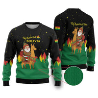 Bolivia Christmas Ugly Christmas Sweater with Santa Claus Llama Andean Outfit and Festive Tree Design - Wonder Print Shop