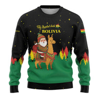 Bolivia Christmas Ugly Christmas Sweater with Santa Claus Llama Andean Outfit and Festive Tree Design - Wonder Print Shop