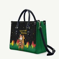 Bolivia Christmas Leather Bag with Santa Claus Llama Andean Outfit and Festive Tree Design - Wonder Print Shop