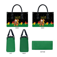Bolivia Christmas Leather Bag with Santa Claus Llama Andean Outfit and Festive Tree Design - Wonder Print Shop