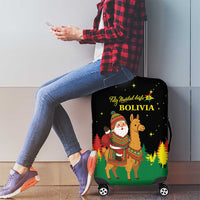 Bolivia Christmas Luggage Cover with Santa Claus Llama Andean Outfit and Festive Tree Design - Wonder Print Shop
