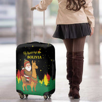 Bolivia Christmas Luggage Cover with Santa Claus Llama Andean Outfit and Festive Tree Design - Wonder Print Shop