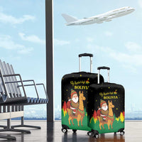 Bolivia Christmas Luggage Cover with Santa Claus Llama Andean Outfit and Festive Tree Design - Wonder Print Shop