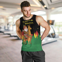 Bolivia Christmas Men Tank Top with Santa Claus Llama Andean Outfit and Festive Tree Design - Wonder Print Shop