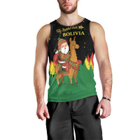 Bolivia Christmas Men Tank Top with Santa Claus Llama Andean Outfit and Festive Tree Design - Wonder Print Shop