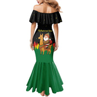 Bolivia Christmas Mermaid Dress with Santa Claus Llama Andean Outfit and Festive Tree Design - Wonder Print Shop