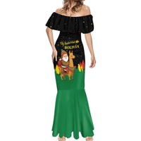 Bolivia Christmas Mermaid Dress with Santa Claus Llama Andean Outfit and Festive Tree Design - Wonder Print Shop