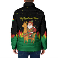 Bolivia Christmas Padded Jacket with Santa Claus Llama Andean Outfit and Festive Tree Design - Wonder Print Shop