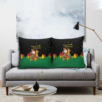 Bolivia Christmas Pillow Cover with Santa Claus Llama Andean Outfit and Festive Tree Design - Wonder Print Shop