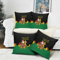 Bolivia Christmas Pillow Cover with Santa Claus Llama Andean Outfit and Festive Tree Design - Wonder Print Shop
