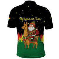 Bolivia Christmas Polo Shirt with Santa Claus Llama Andean Outfit and Festive Tree Design - Wonder Print Shop