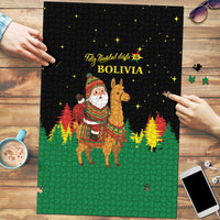Bolivia Christmas Puzzle with Santa Claus Llama Andean Outfit and Festive Tree Design - Wonder Print Shop