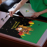 Bolivia Christmas Puzzle with Santa Claus Llama Andean Outfit and Festive Tree Design - Wonder Print Shop