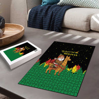 Bolivia Christmas Puzzle with Santa Claus Llama Andean Outfit and Festive Tree Design - Wonder Print Shop